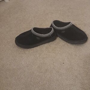 UGG Black Cozy Slippers with White Trim